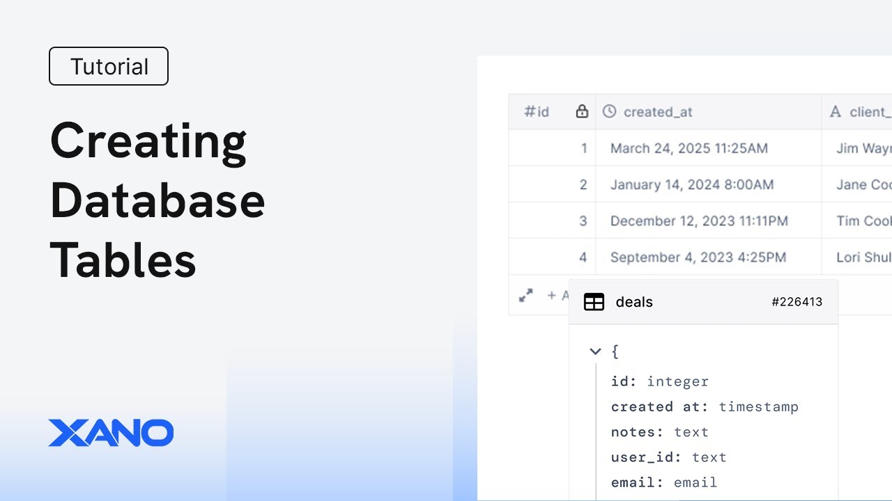 Creating Database Tables